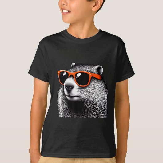 Cool Groundhog Wearing Sungles Graphic Art _3  T-Shirt (Vorderseite)