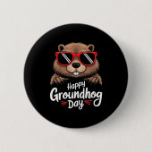 Cool Groundhog Wearing Sungles Retro Style Premium Button (Vorderseite)