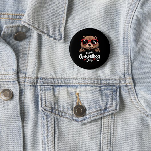 Cool Groundhog Wearing Sungles Retro Style Premium Button (Beispiel)
