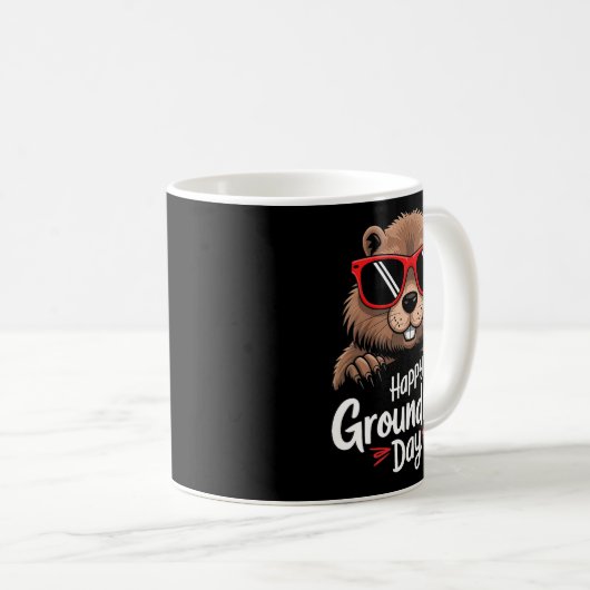 Cool Groundhog Wearing Sungles Retro Style Premium Kaffeetasse (VorderseiteRechts)