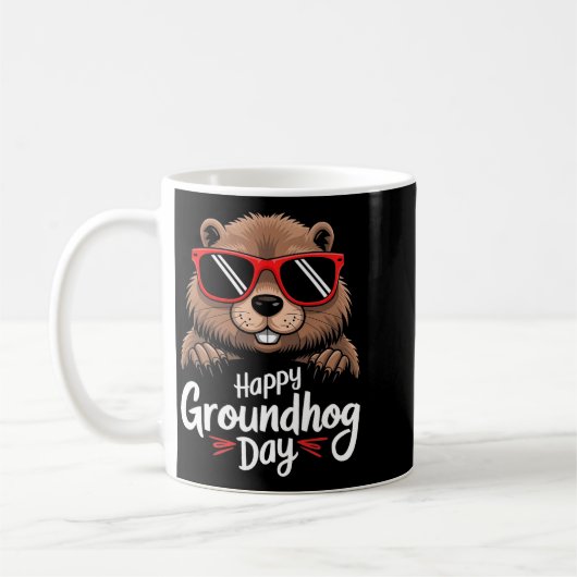 Cool Groundhog Wearing Sungles Retro Style Premium Kaffeetasse (Links)