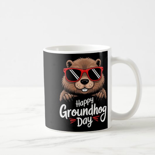 Cool Groundhog Wearing Sungles Retro Style Premium Kaffeetasse (Rechts)