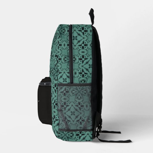 Cool-Grüne Mandala-Mustermonogramm-Initialen Bedruckter Rucksack (Rechts)