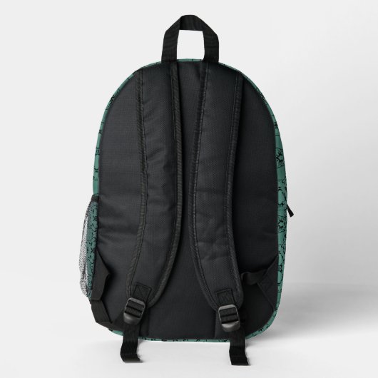 Cool-Grüne Mandala-Mustermonogramm-Initialen Bedruckter Rucksack (Rückseite)
