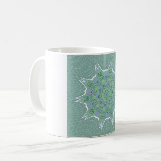 Cool grünes Blumenmuster Kaffeetasse (Vorderseite Links)