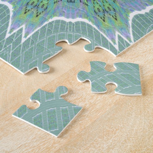 Cool grünes Blumenmuster Puzzle (Seite)