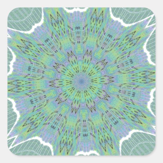 Cool grünes Blumenmuster Quadratischer Aufkleber (Vorderseite)