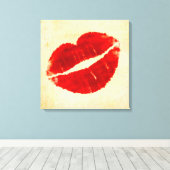 Cool Grunge Big Red Lips Canvas Print Leinwanddruck (Insitu (Holzboden))