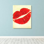 Cool Grunge Big Red Lips Canvas Print Leinwanddruck (Insitu (Holzboden))