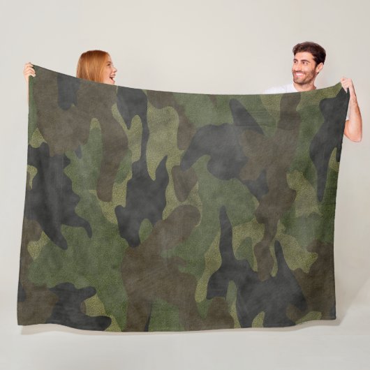 Cool Grunge Green Camouflage Custom Fleece Blanken (Beispiel)