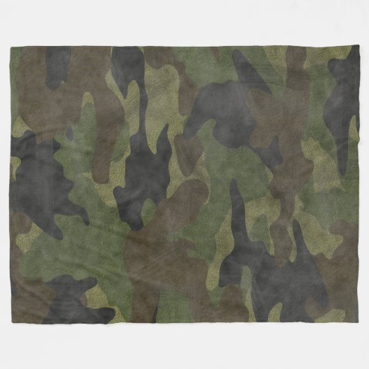 Cool Grunge Green Camouflage Custom Fleece Blanken (Vorderseite (Horizontal))