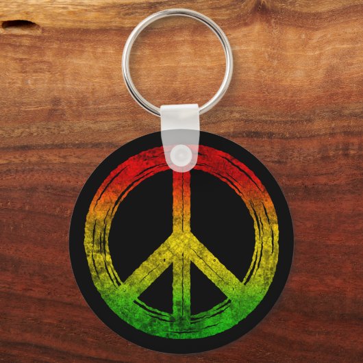Cool Grunge Reggae Rasta Peace Symbol Schlüsselanh Schlüsselanhänger (Vorderseite)