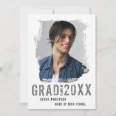 Cool Grunge White 1 Foto Abschluss Ankündigung (Vorderseite)