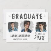 Cool Grunge White 3 Foto Abschluss Ankündigung (Vorderseite)