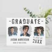 Cool Grunge White 3 Foto Abschluss Ankündigung (Stehend Vorderseite)