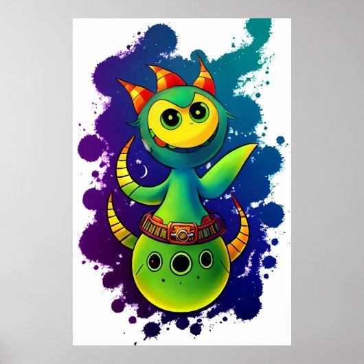 Cool-grüngelbe Alien | Art der AI Poster (Vorne)