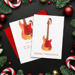 Cool Guitar Frohe Weihnachten<br><div class="desc">Wenn Sie auf der Rock'n'Roll sind und einen coolen Weg suchen, Weihnachten zu stürzen, sehen Sie nicht weiter. Diese Happy Holidays E-Gitarre in Feuer Flamme Kunst mit einer Weihnachtsmannmütze bringt coolen schlichten Spaß in die festliche Saison. Dieses Design ist perfekt für Musiker, Gitarristen und aufstrebende Rockstars geeignet und lässt sich...</div>