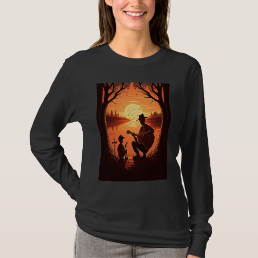 Cool Guitarist Father Dad Playing Guitar In Sunset T-Shirt (Vorderseite)