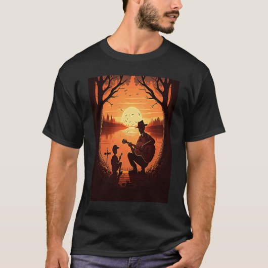 Cool Guitarist Father Dad Playing Guitar In Sunset T-Shirt (Vorderseite)