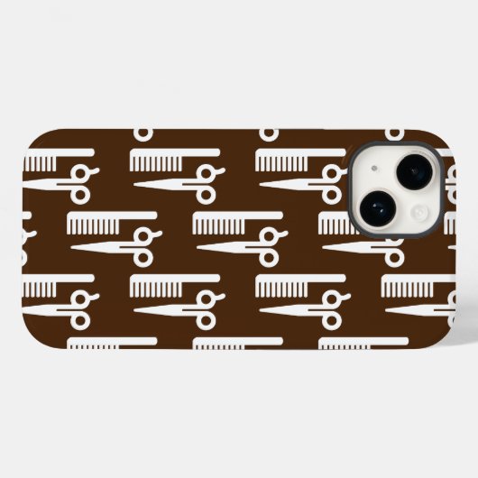 Cool-Haar-Stylist-Braune Hintergrundschere Case-Mate iPhone Hülle (Rückseite (Horizontal))