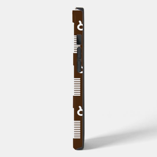 Cool-Haar-Stylist-Braune Hintergrundschere Case-Mate iPhone Hülle (Rückseite / Links)