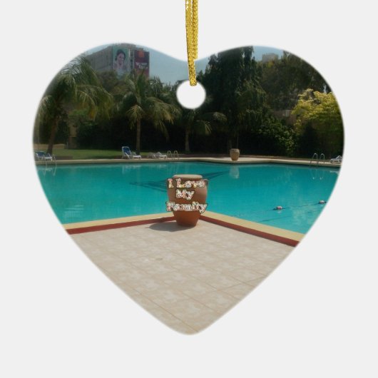 Cool Hakuna Matata Pool Seite I Liebe Meine Famili Keramikornament (Vorne)