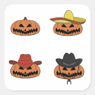 Cool Halloween Pumpkin Quadratischer Aufkleber
