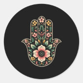 Cool Hamsa Khamsa Symbol In Floral Art Style Chris Runder Aufkleber (Vorderseite)