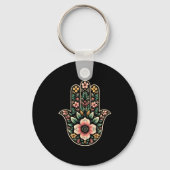 Cool Hamsa Khamsa Symbol In Floral Art Style Chris Schlüsselanhänger (Vorderseite)