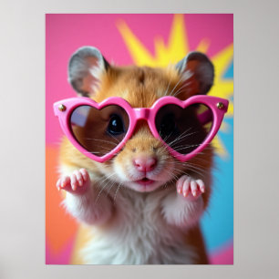 Cool Hamster in Herzbrille - Pop Meme Pet Art Poster