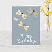 Cool Happy Birthday Dragonflies Card Karte (Gelbe Blume)