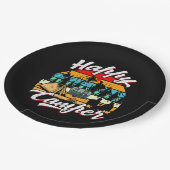 cool Happy Camper Party Pappteller (Schrägansicht)