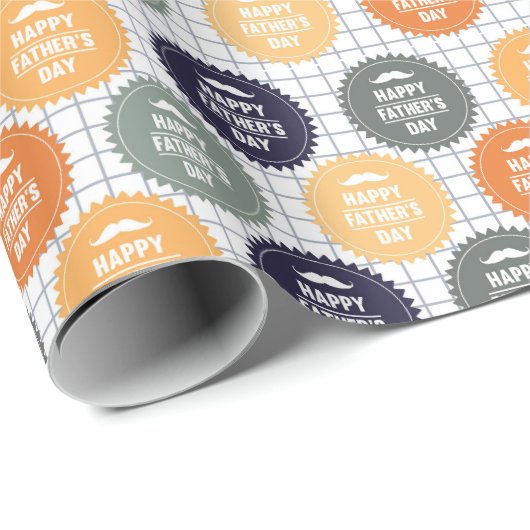 Cool Happy Father's Day tiled pattern Geschenkpapier (Rolleneckpunkt)
