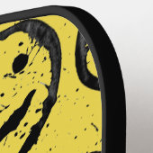 Cool Happy Lächelndes Gesichtsmuster gelb Monogram Pickleball Schläger (Linke Seite)