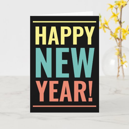 Cool Happy New Year Card mit moderner Typografie Karte (Gelbe Blume)