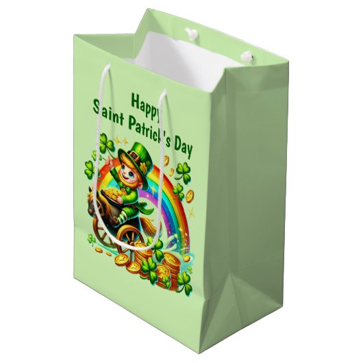 Cool Happy Saint Patrick's Day leprechaun  Mittlere Geschenktüte (Vorderseite Schrägansicht)
