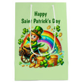 Cool Happy Saint Patrick's Day leprechaun  Mittlere Geschenktüte (Rückseite)