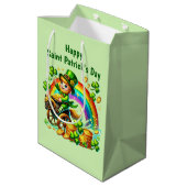 Cool Happy Saint Patrick's Day leprechaun  Mittlere Geschenktüte (Rückseite Schrägansicht)