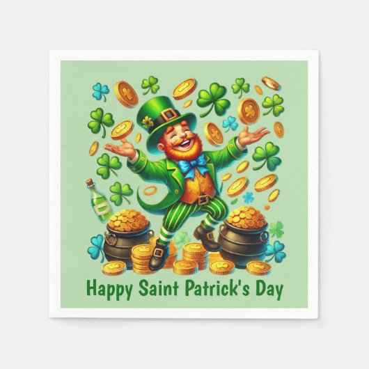 Cool Happy Saint Patrick's Day Leprechaun  Serviette (Vorderseite)