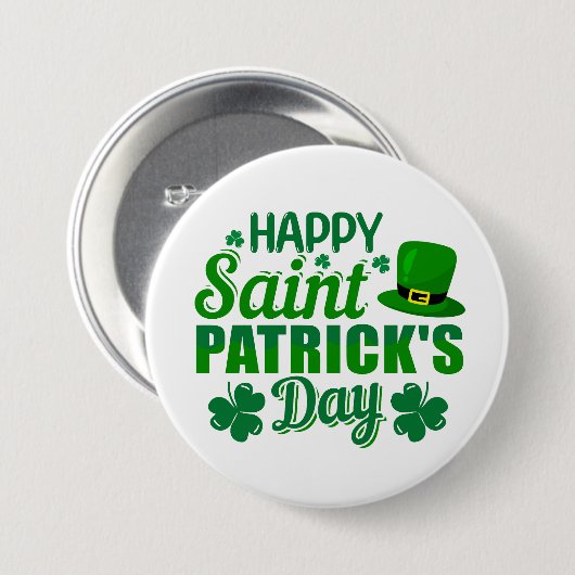 cool Happy Saint Patrick's Day Party Button (Vorne & Hinten)
