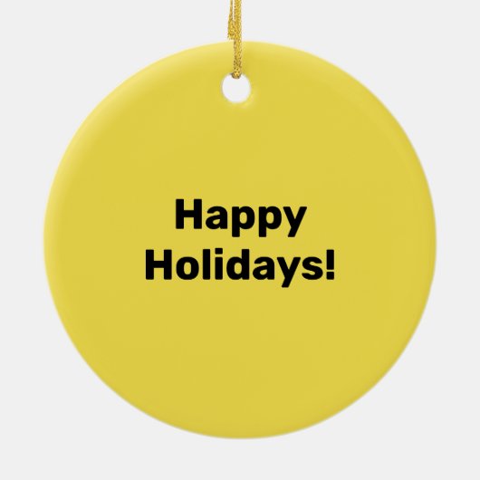 Cool Happy Smiling face pattern yellow Monogram Keramik Ornament (Hinten)