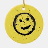 Cool Happy Smiling face yellow Keramik Ornament (Vorne)