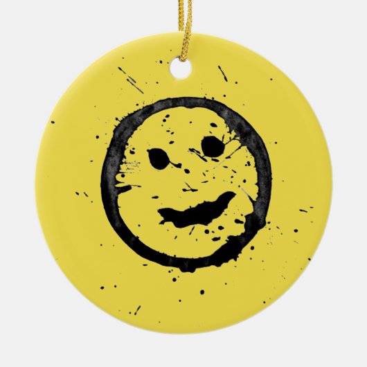 Cool Happy Smiling face yellow Keramik Ornament (Vorne)