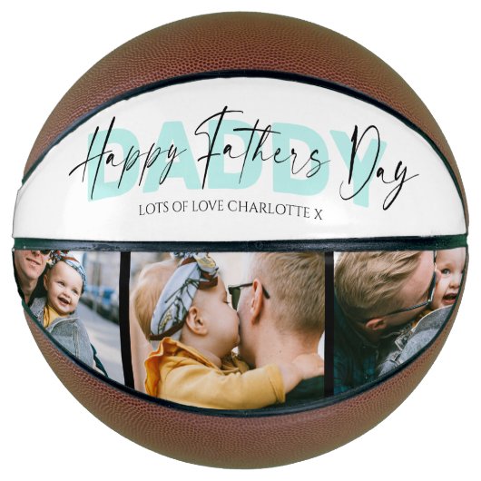 Cool Happy Vathers Day Daddy 3 FotoCollage Basketball (Vorderseite)