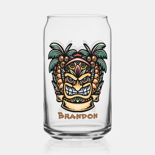 Cool Hawaii tiki Party Name hinzufügen Dosenglas (Rückseite)