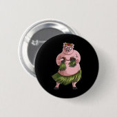 Cool Hawaiian Luau Pig Funny Boar Lover Hula Danci Button (Vorne & Hinten)