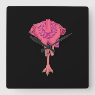 Cool Headless Flamingo Halloween Kostüm Funny Quadratische Wanduhr