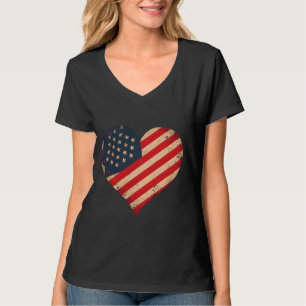 Cool Heart America Flag USA Herz 4. Juli Whit T-Shirt