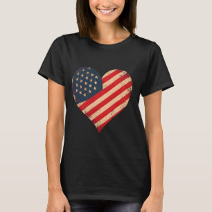 Cool Heart America Flag USA Herz 4. Juli Whit T-Shirt