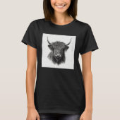 Cool Highland Cow Illustration Black Horn Women Me T-Shirt (Vorderseite)